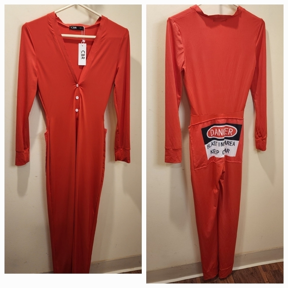 CBR Women's long Sleeves Jumpsuit with patch Funny Graphic in the back size S